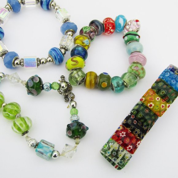Charm Bracelet Lot of 8 Glass Beads Pandora Brighton - Picture 4 of 7